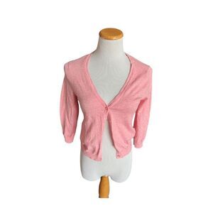 Womens Cloud Chaser Pink 3/4 Sleeve Cardigan Sweater - Sz M
